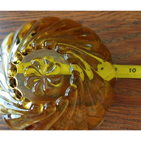 Hazel Atlas Glass Amber Colonial Swirl 6 Piece Berry Bowl Set - Picture 6 of 11